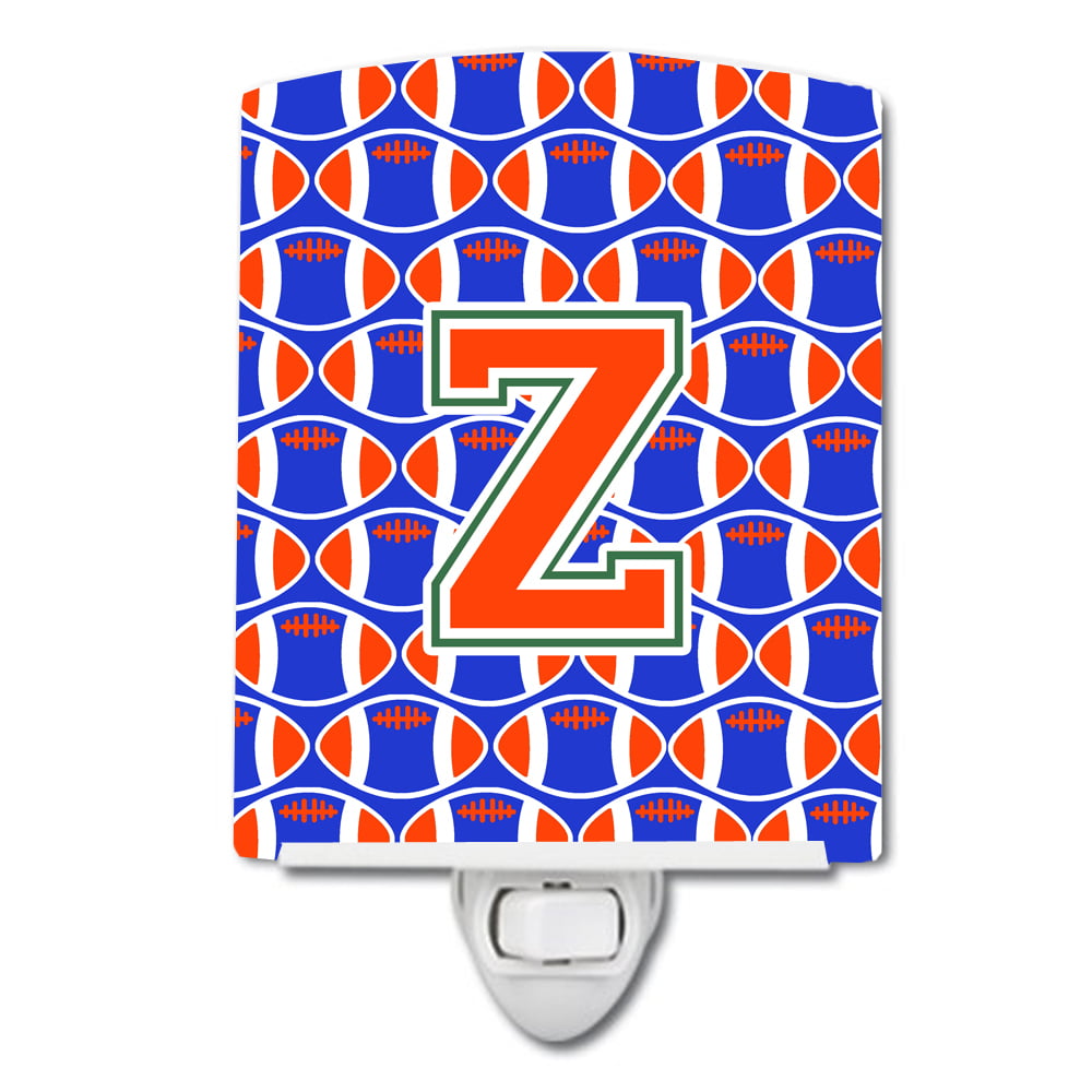 Letter Z Football Green, Blue & Orange Ceramic Night Light