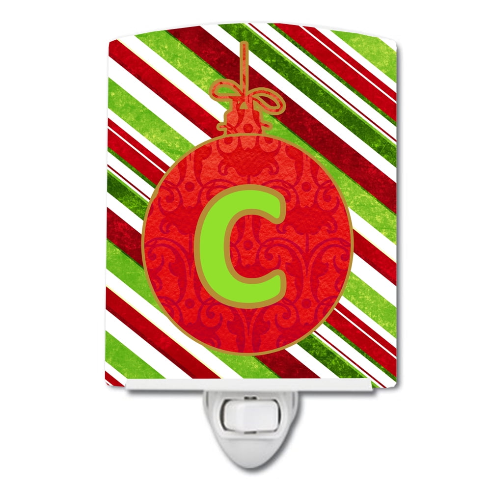 Christmas Oranment Holiday Initial Letter C Ceramic Night Light