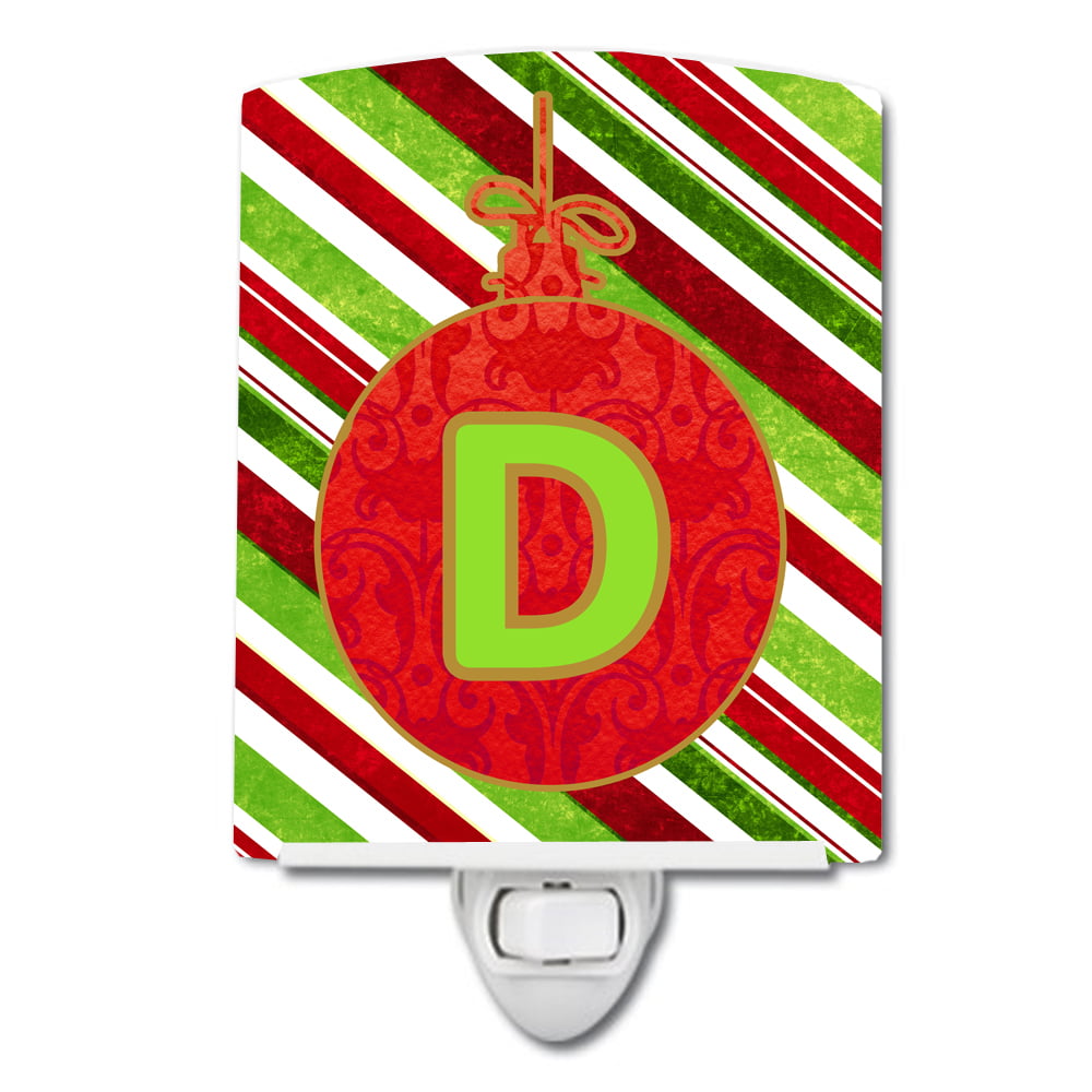 Christmas Oranment Holiday Initial Letter D Ceramic Night Light