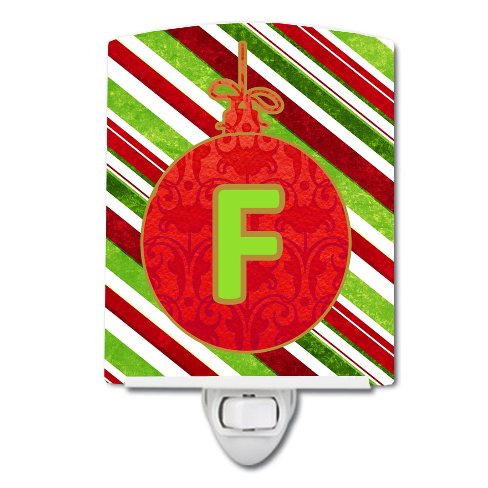 Christmas Oranment Holiday Initial Letter F Ceramic Night Light