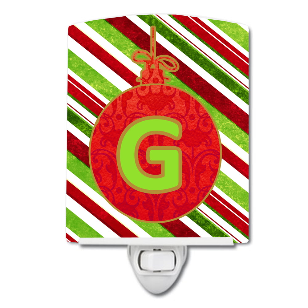 Christmas Oranment Holiday Initial Letter G Ceramic Night Light
