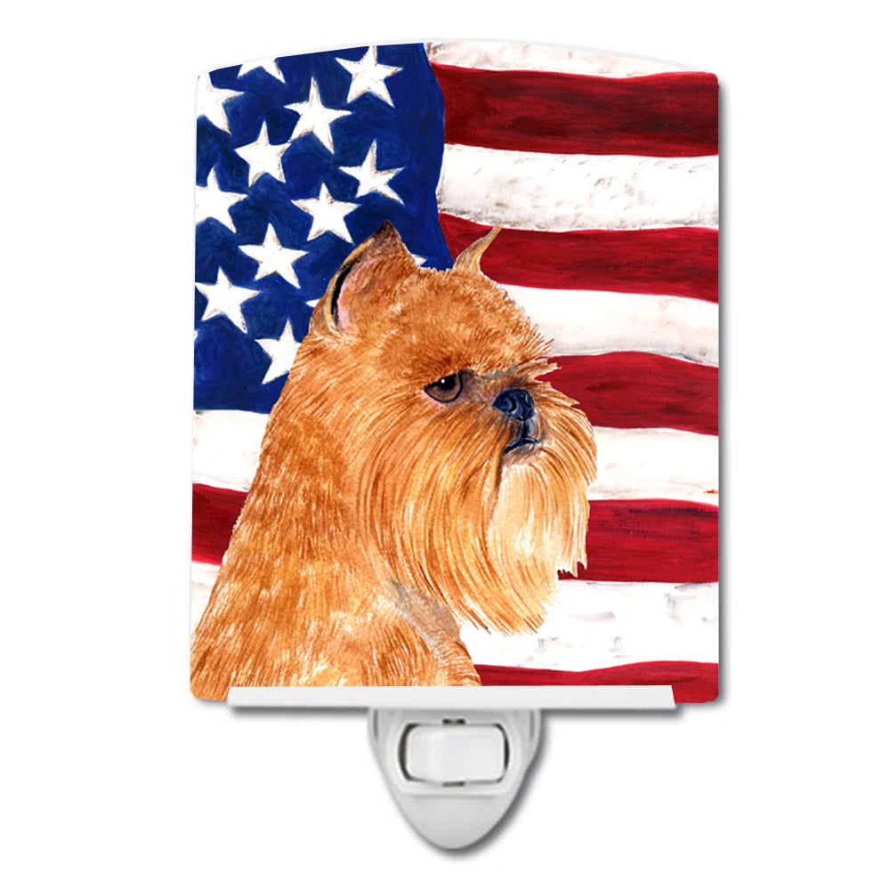 USA American Flag with Brussels Griffon Ceramic Night Light