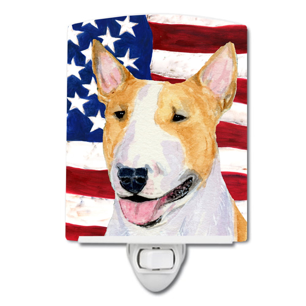 USA American Flag with Bull Terrier Ceramic Night Light