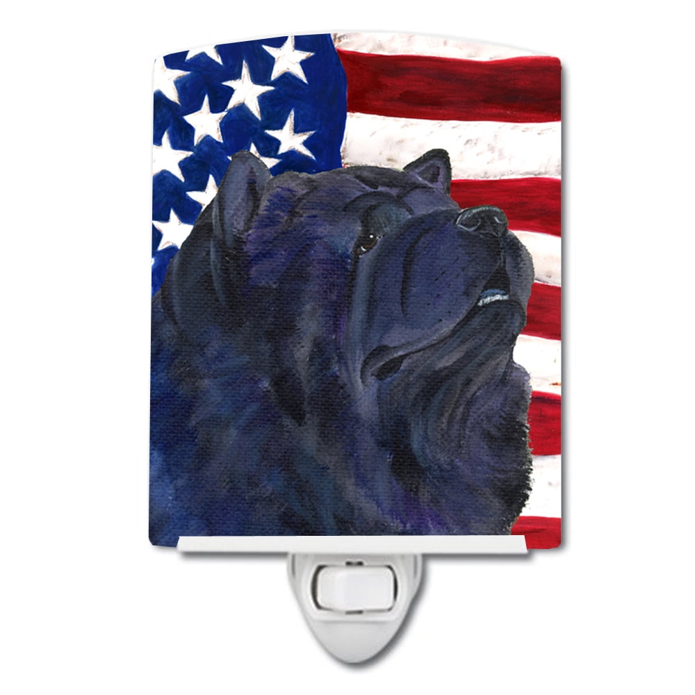 USA American Flag with Chow Chow Ceramic Night Light