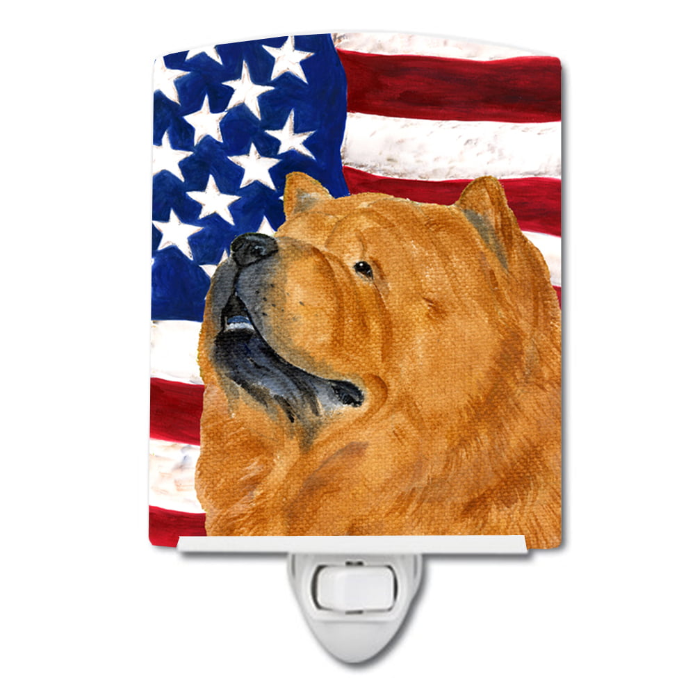 USA American Flag with Chow Chow Ceramic Night Light