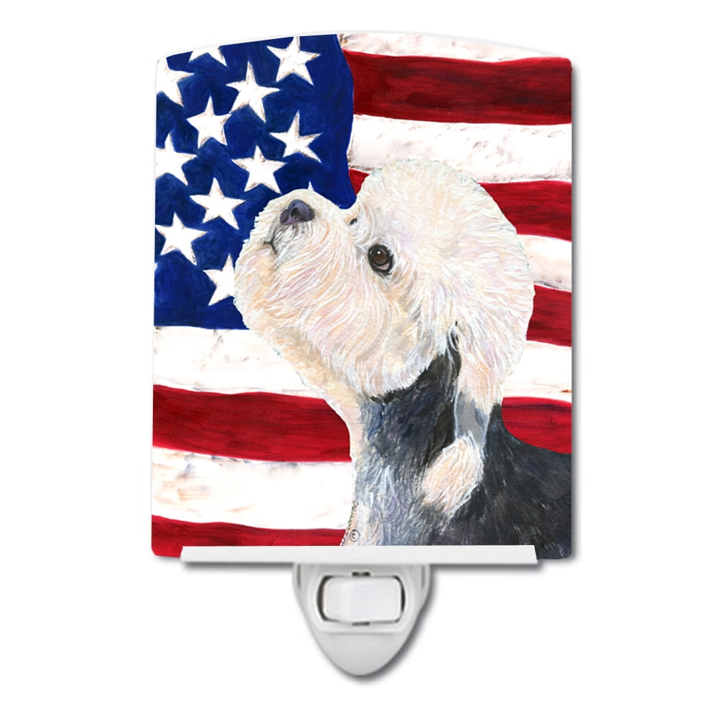 USA American Flag with Dandie Dinmont Terrier Ceramic Night Light