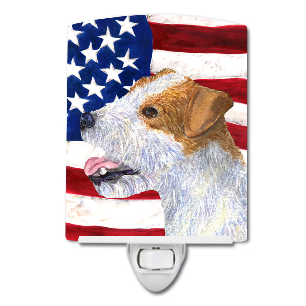 USA American Flag with Jack Russell Terrier Ceramic Night Light