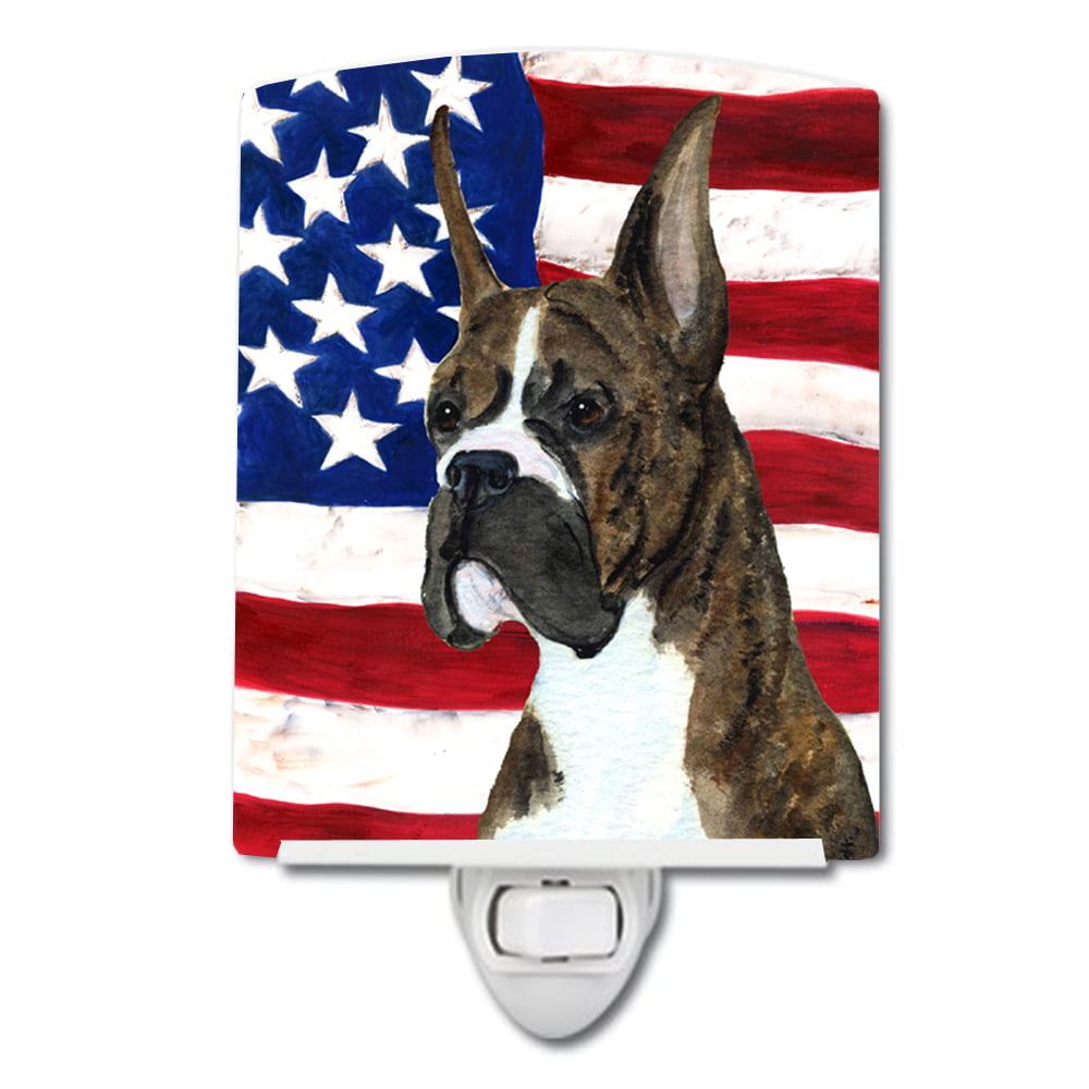 USA American Flag with Boxer Ceramic Night Light