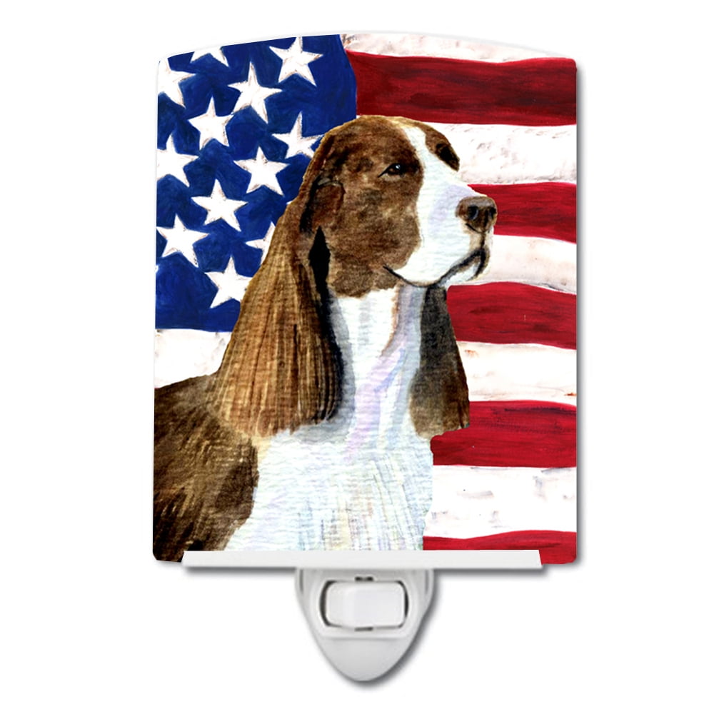 USA American Flag with Springer Spaniel Ceramic Night Light