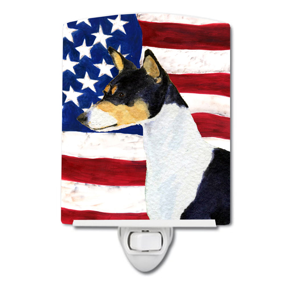 USA American Flag with Basenji Ceramic Night Light