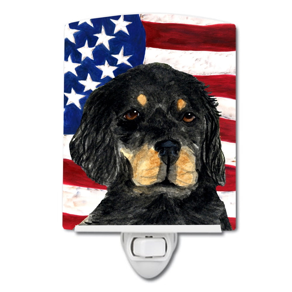 USA American Flag with Gordon Setter Ceramic Night Light
