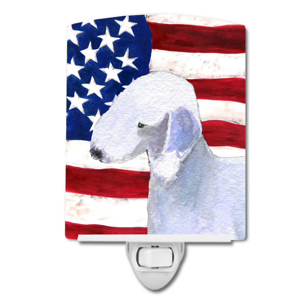 USA American Flag with Bedlington Terrier Ceramic Night Light