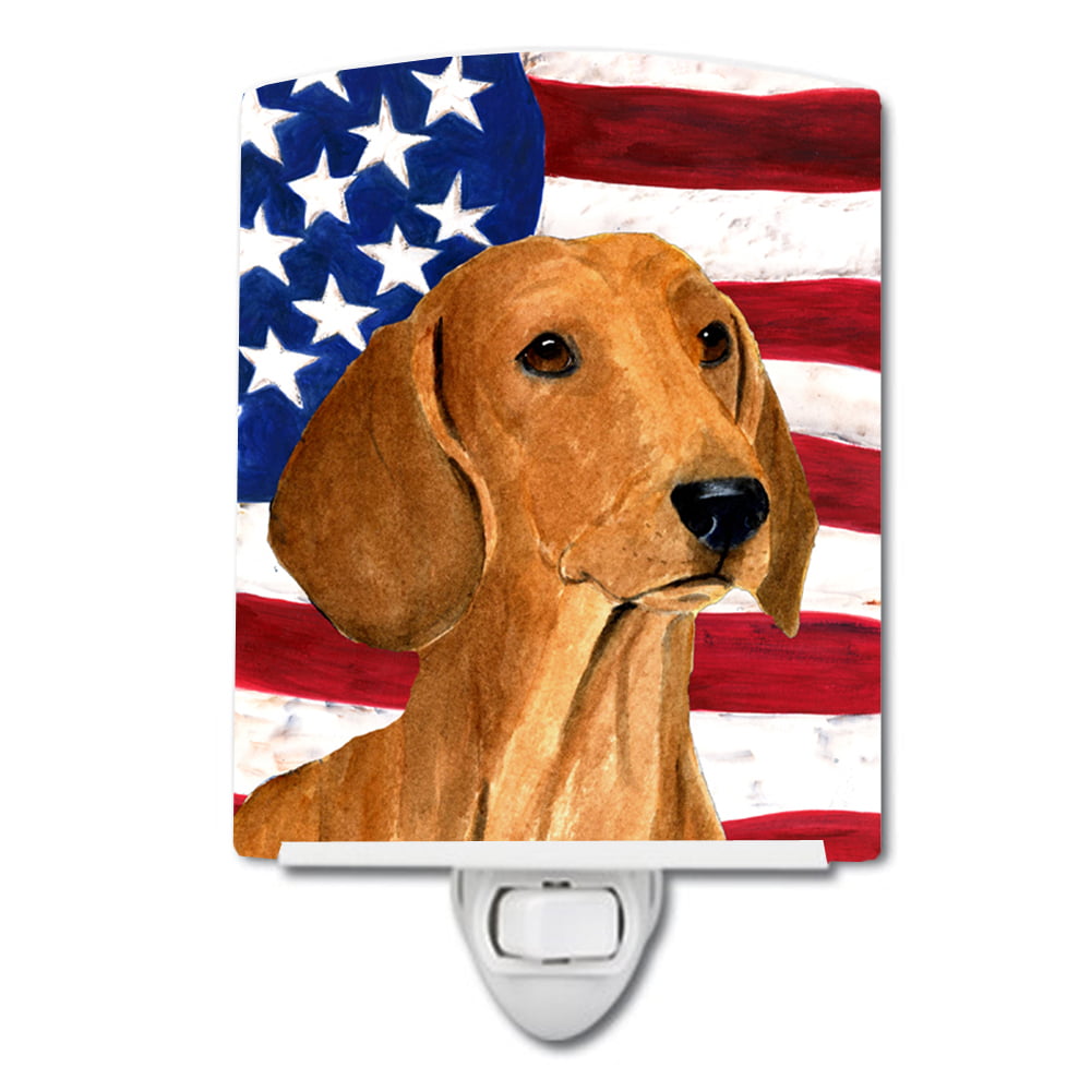 USA American Flag with Dachshund Ceramic Night Light
