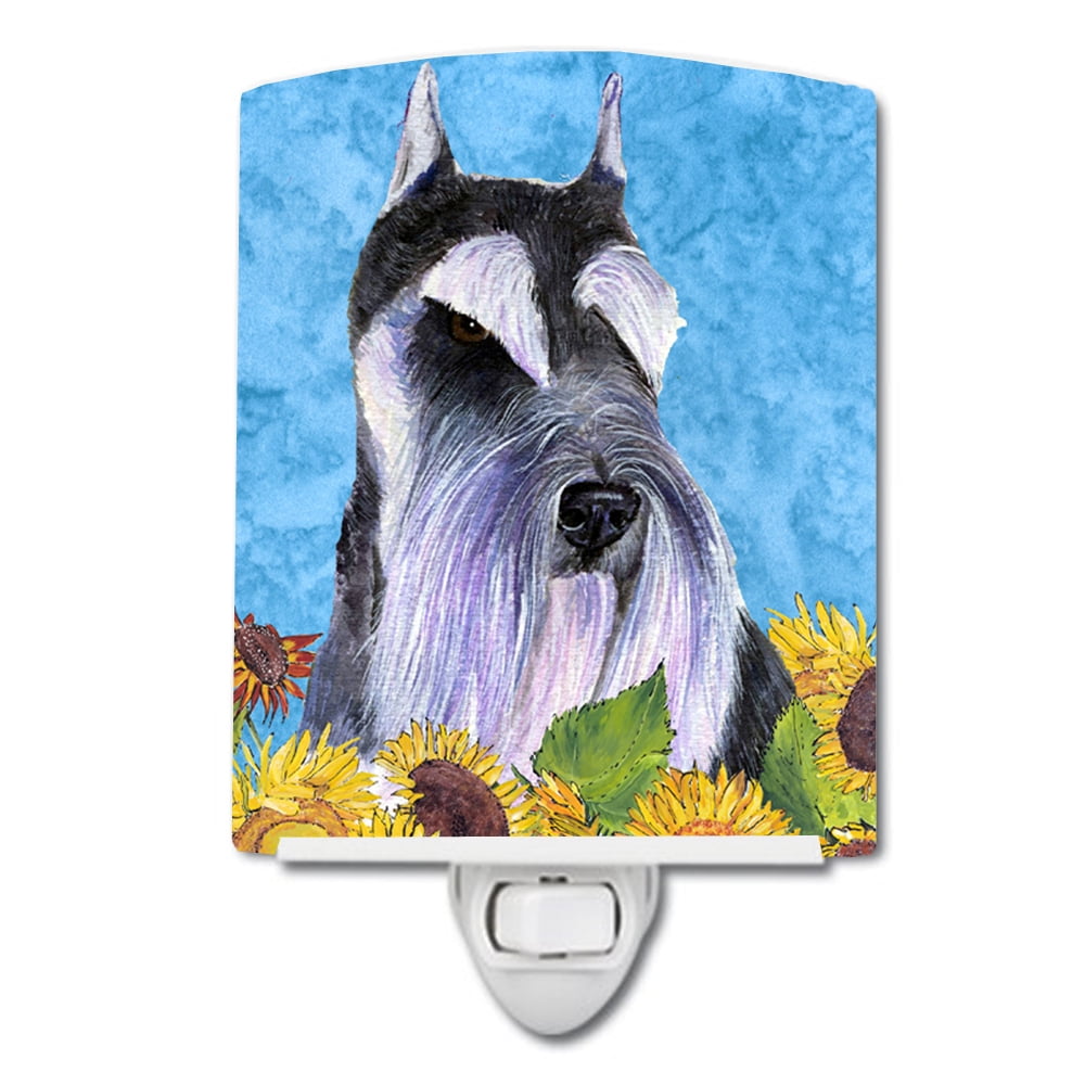 Schnauzer in Summer Flowers Ceramic Night Light