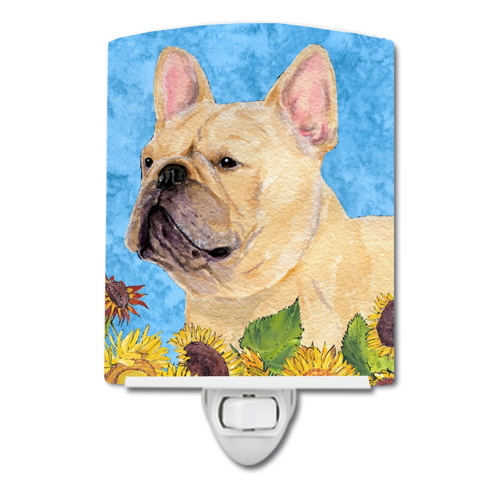 French Bulldog in Summer Flowers Ceramic Night Light