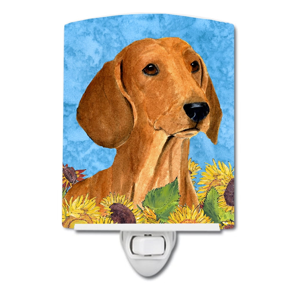 Dachshund in Summer Flowers Ceramic Night Light