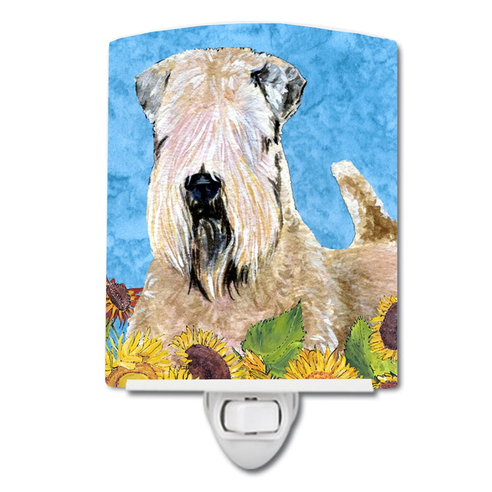 Wheaten Terrier Soft Coated in Summer Flowers Ceramic Night Light