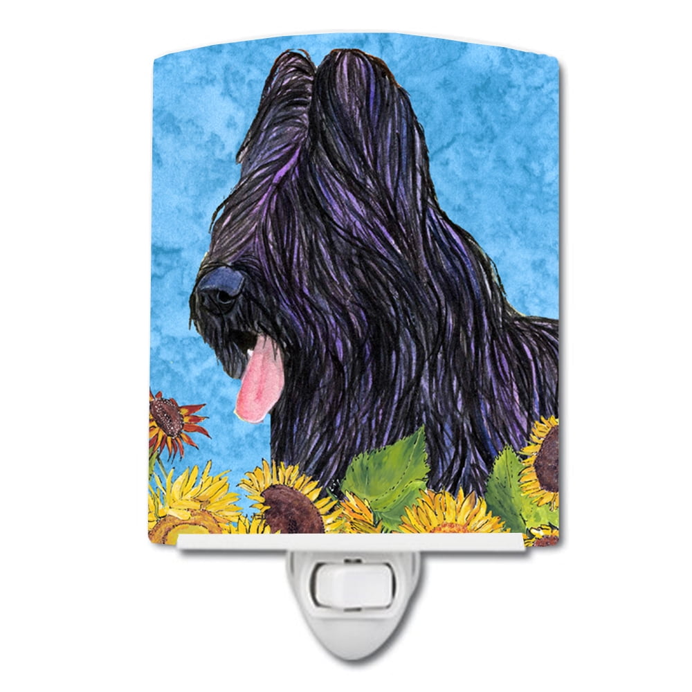 Briard in Summer Flowers Ceramic Night Light