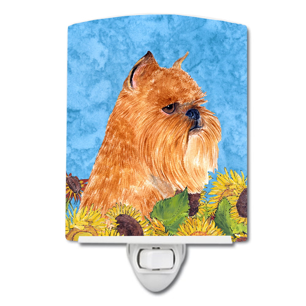 Brussels Griffon in Summer Flowers Ceramic Night Light