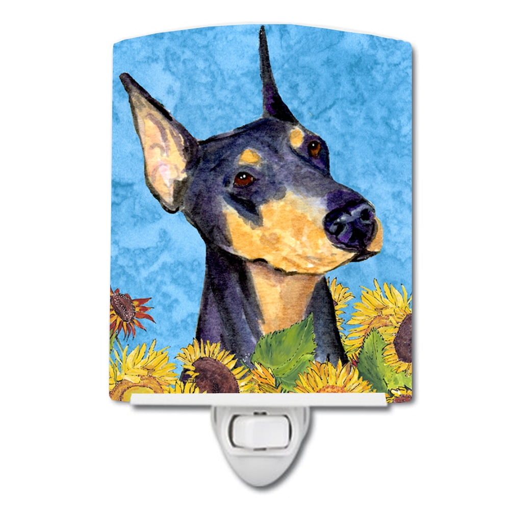 SS4128CNL Doberman in Summer Flowers Ceramic Night Light