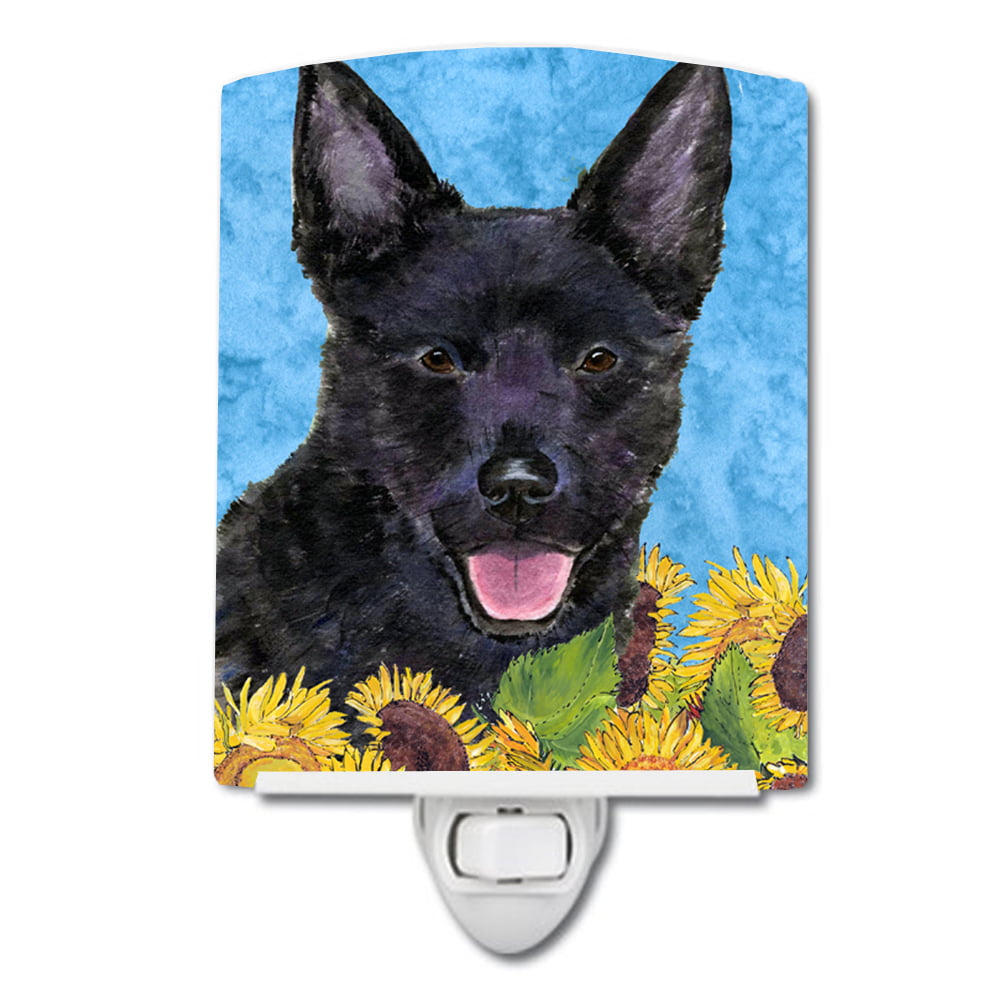 Australian Kelpie in Summer Flowers Ceramic Night Light
