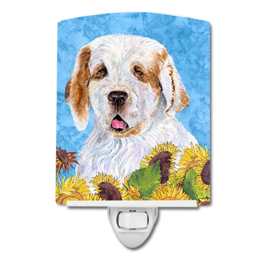 Clumber Spaniel in Summer Flowers Ceramic Night Light