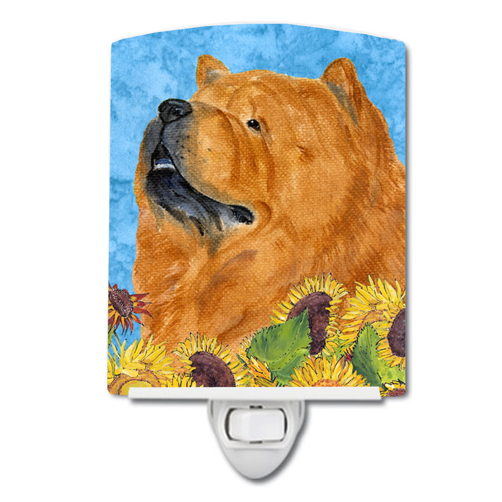 Chow Chow in Summer Flowers Ceramic Night Light