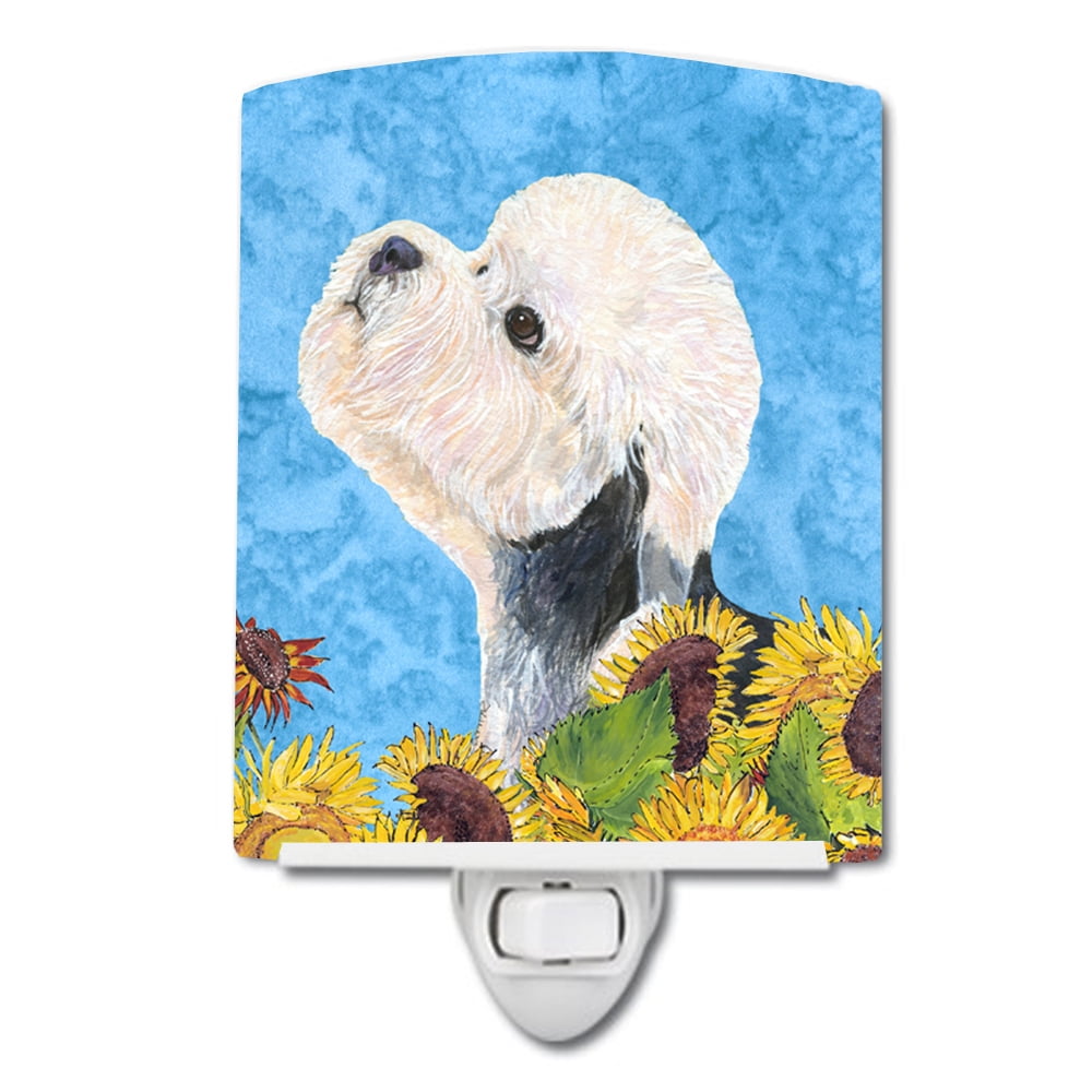Dandie Dinmont Terrier in Summer Flowers Ceramic Night Light