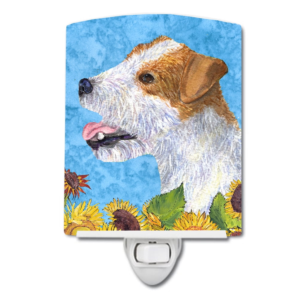 Jack Russell Terrier in Summer Flowers Ceramic Night Light