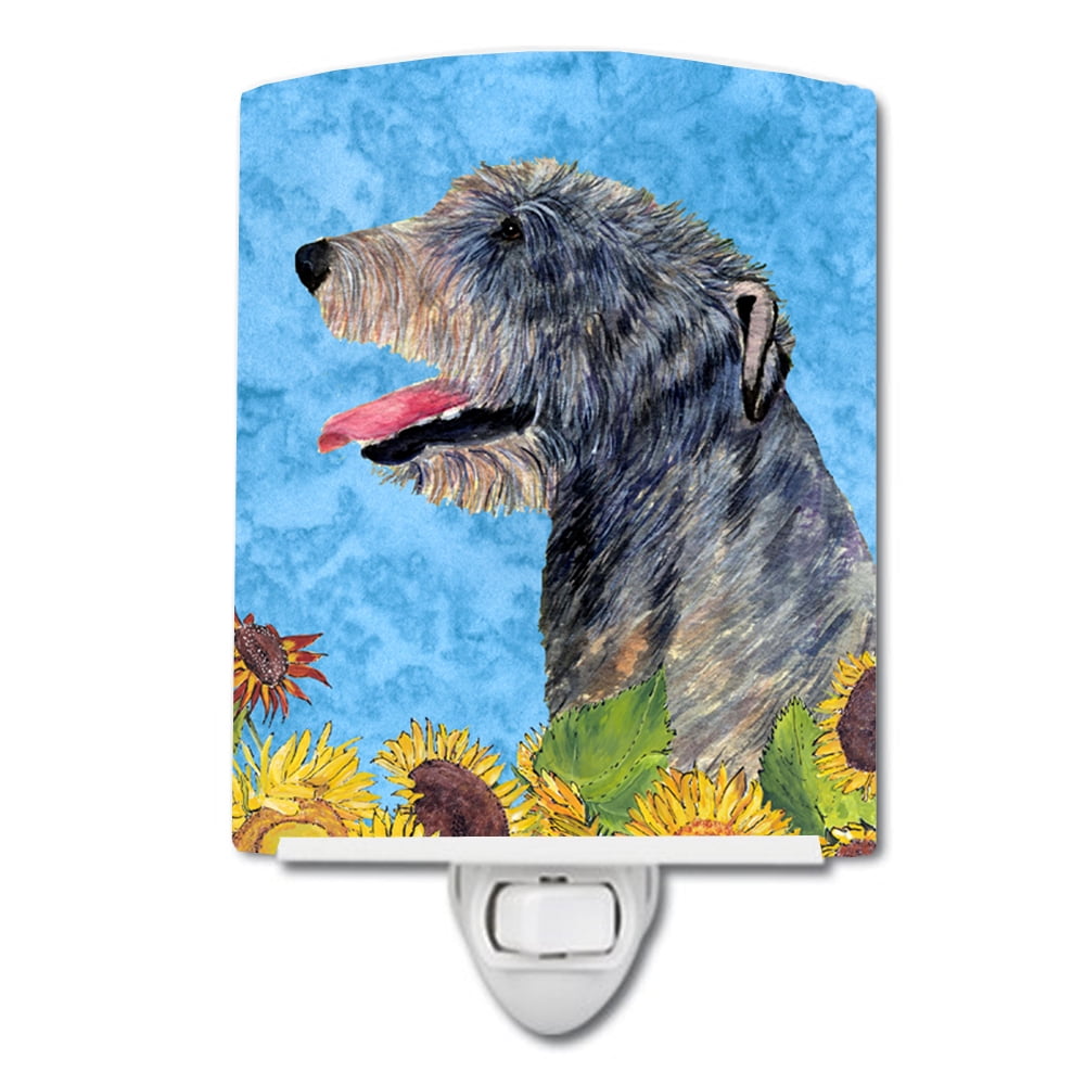 Irish Wolfhound in Summer Flowers Ceramic Night Light