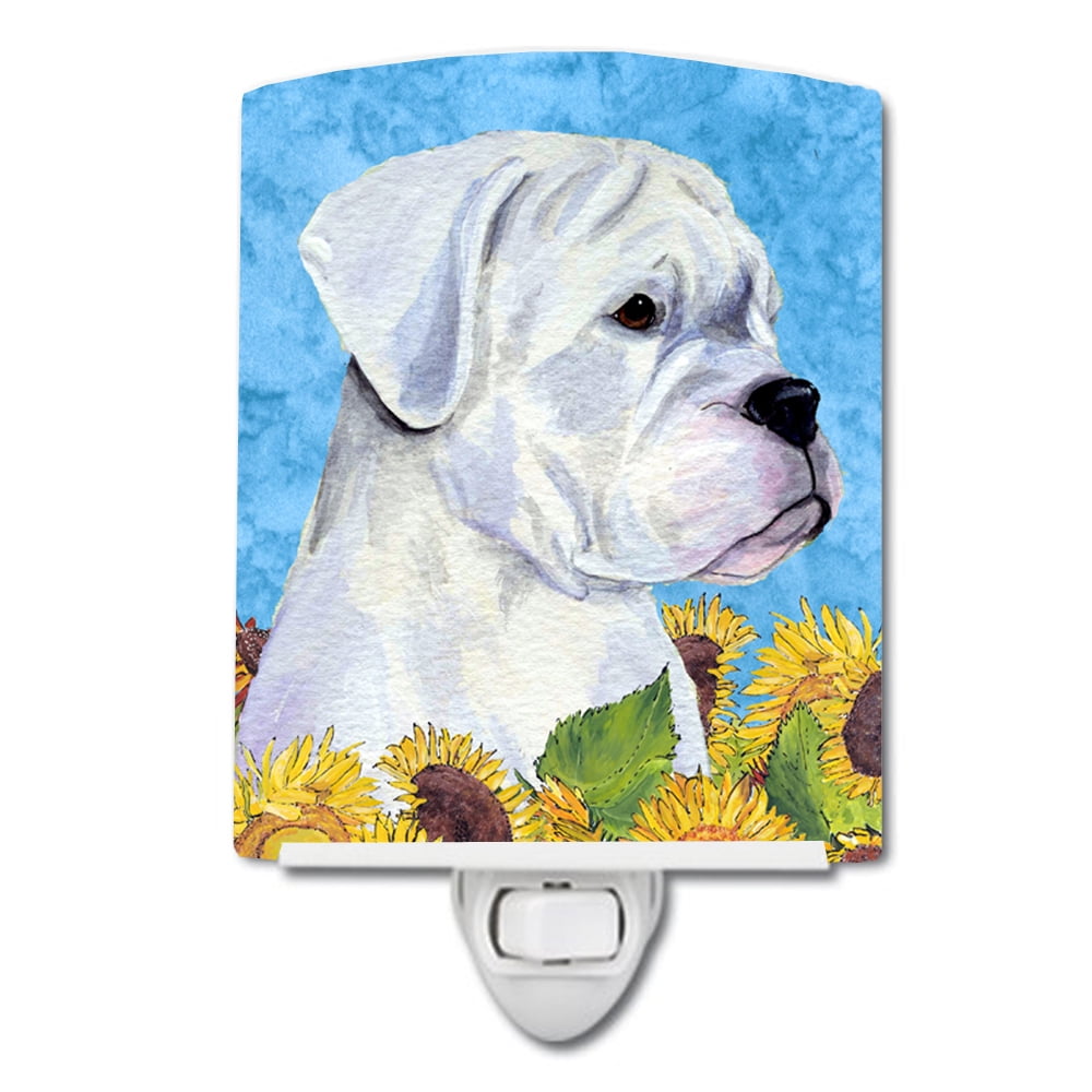 Boxer in Summer Flowers Ceramic Night Light