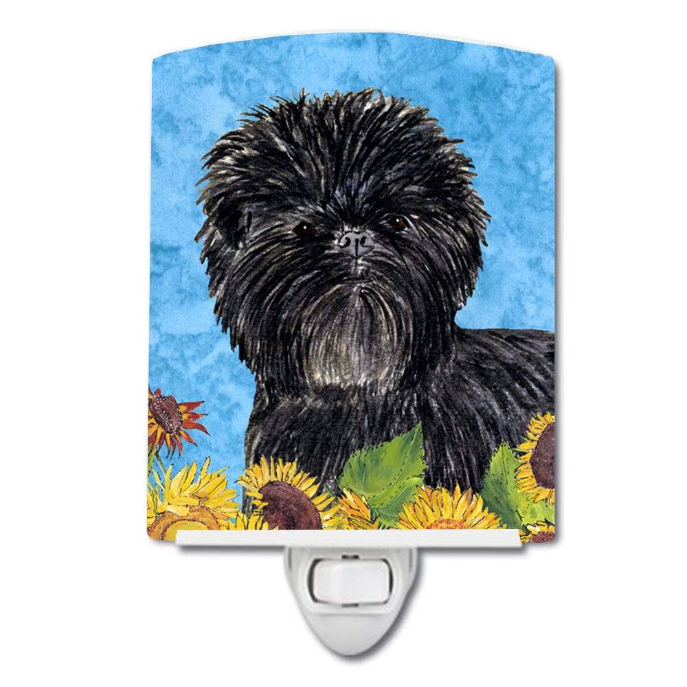 Affenpinscher in Summer Flowers Ceramic Night Light
