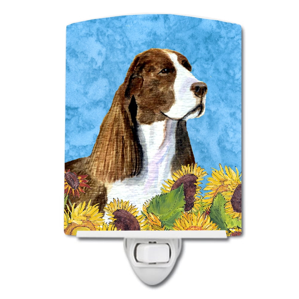 Springer Spaniel in Summer Flowers Ceramic Night Light