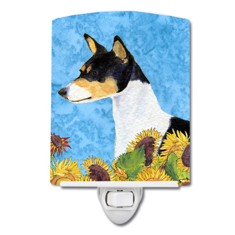 Basenji in Summer Flowers Ceramic Night Light