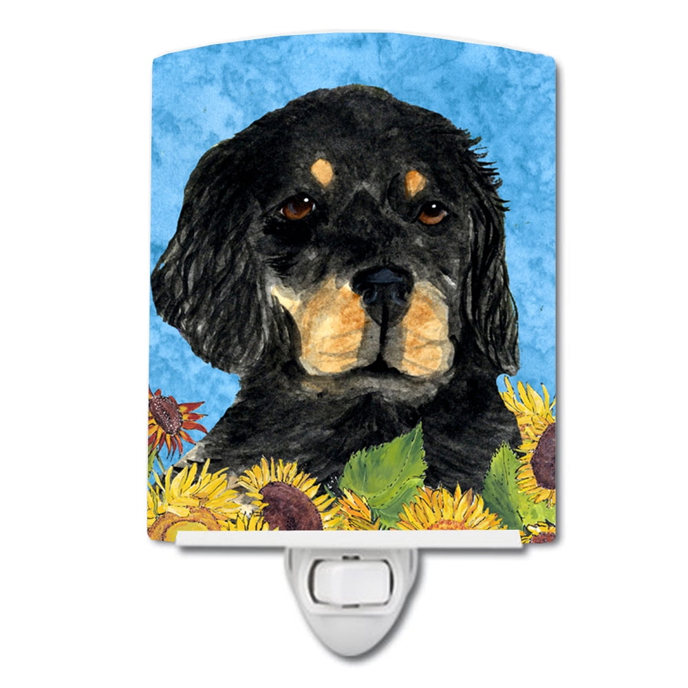 Gordon Setter in Summer Flowers Ceramic Night Light