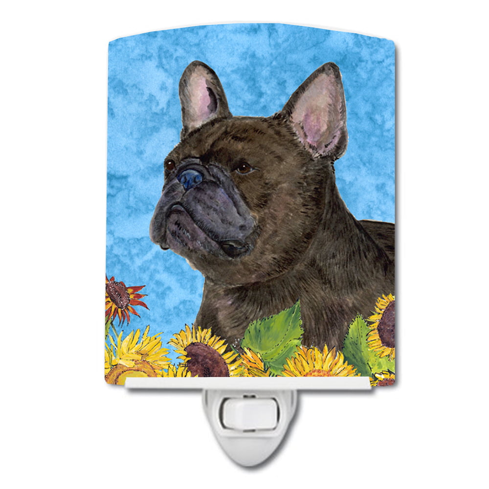 French Bulldog in Summer Flowers Ceramic Night Light