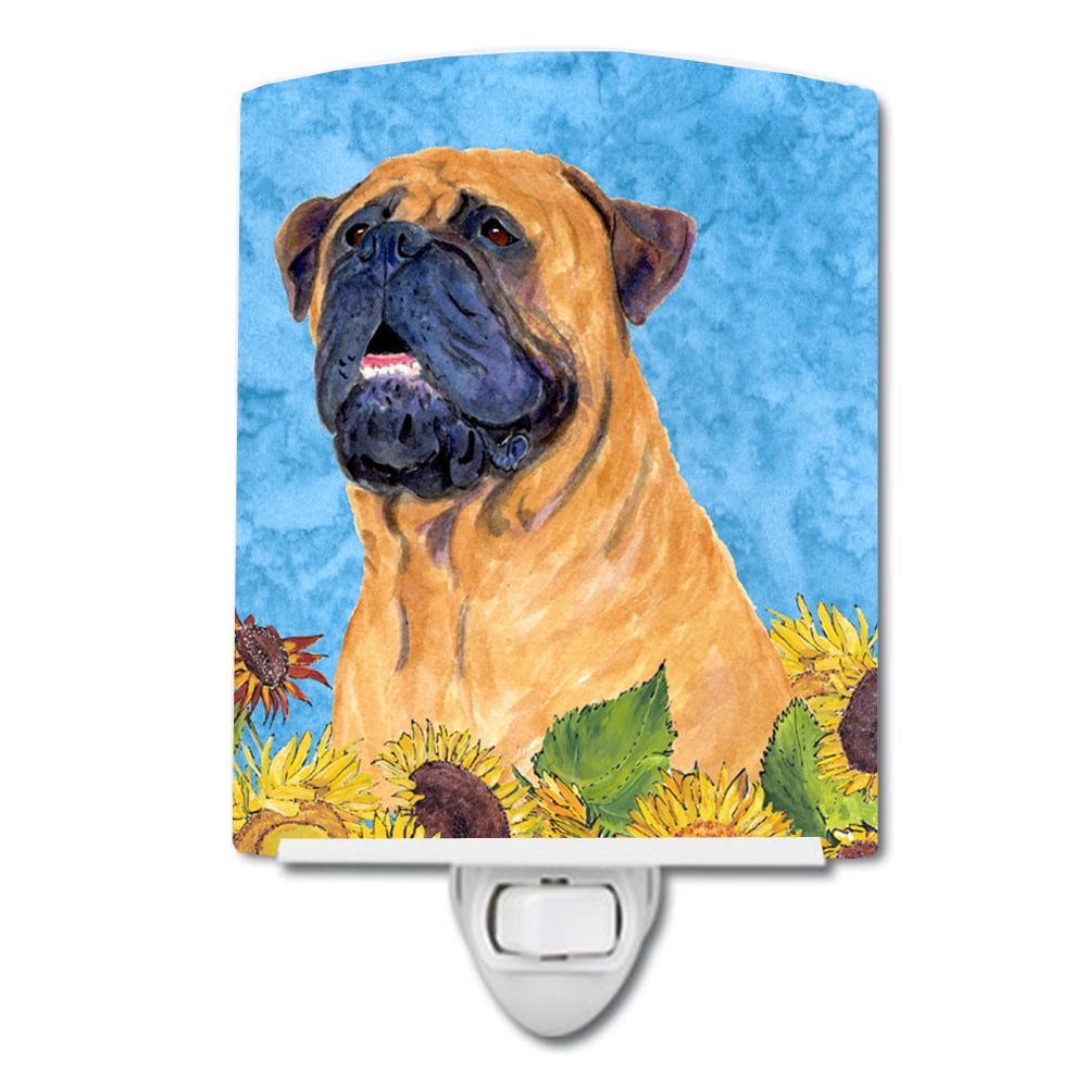 Bullmastiff in Summer Flowers Ceramic Night Light