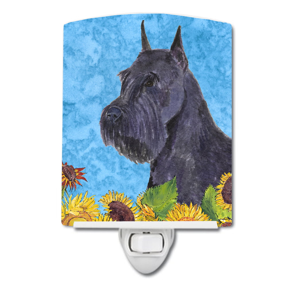 Schnauzer in Summer Flowers Ceramic Night Light