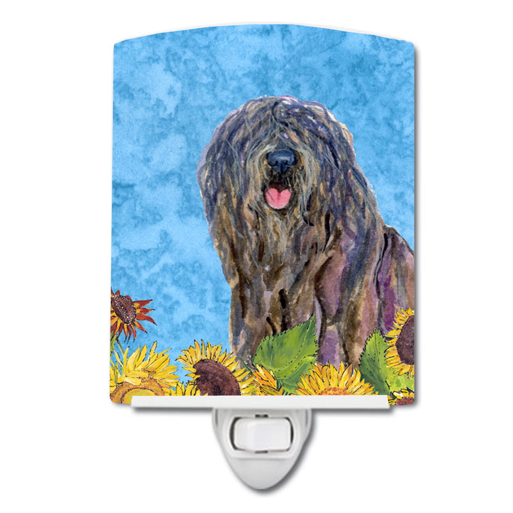 Bergamasco Sheepdog in Summer Flowers Ceramic Night Light