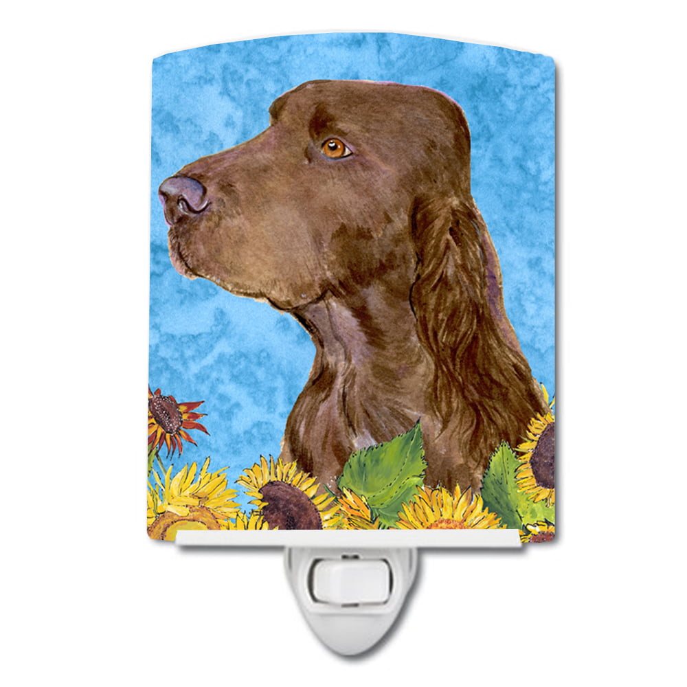 Field Spaniel in Summer Flowers Ceramic Night Light