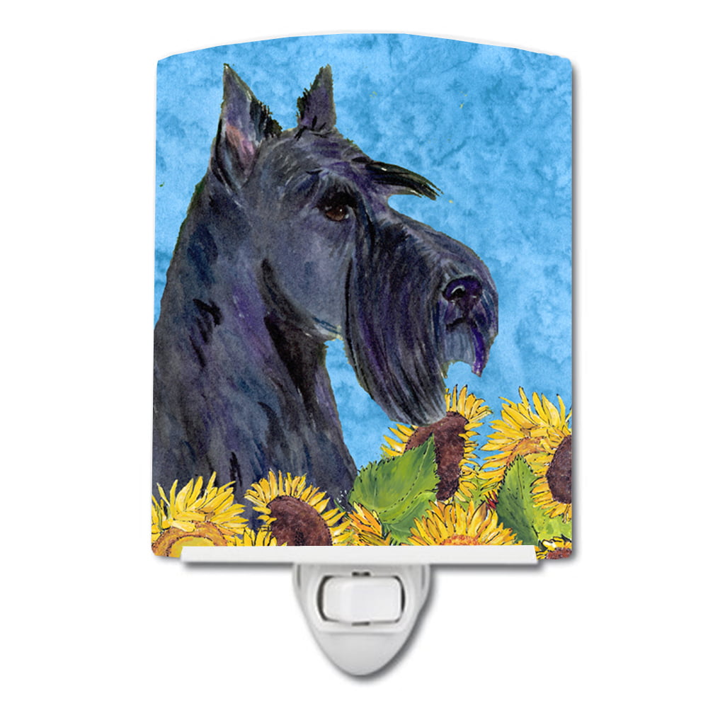 Scottish Terrier in Summer Flowers Ceramic Night Light