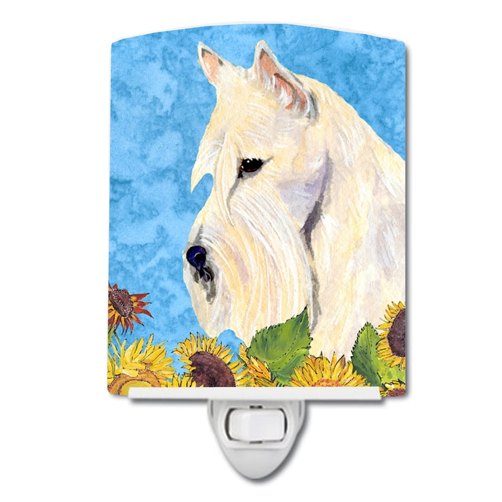 Scottish Terrier in Summer Flowers Ceramic Night Light