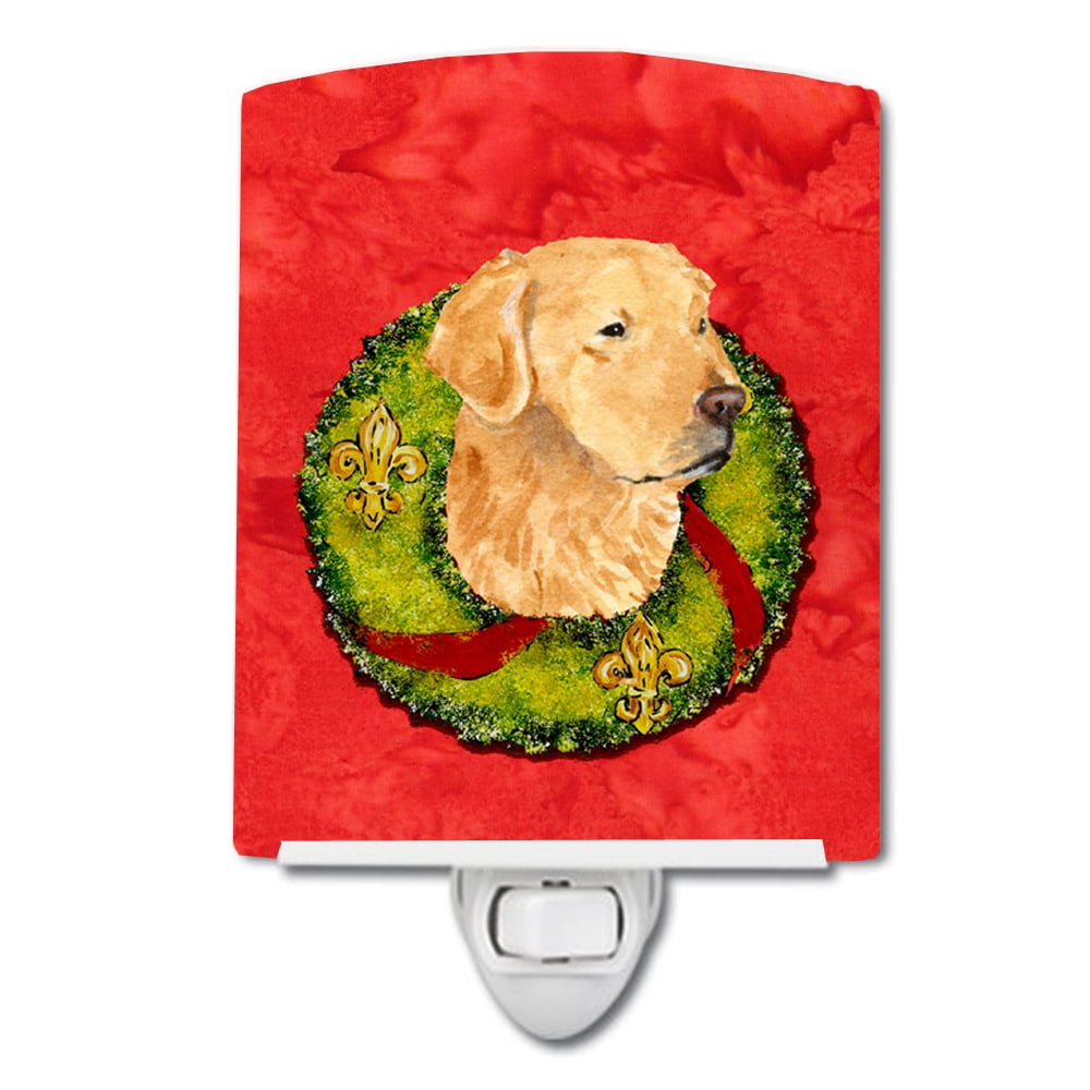 Golden Retriever Cristmas Wreath Ceramic Night Light