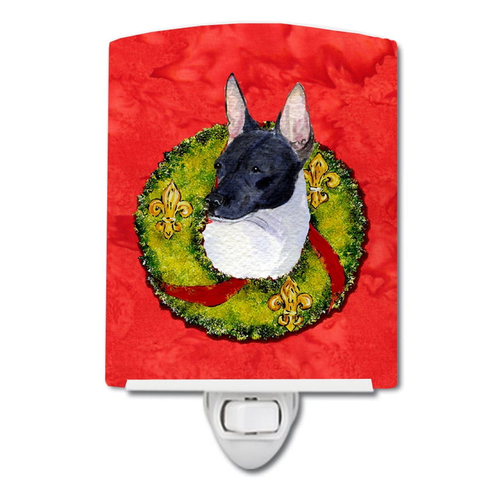 Rat Terrier Cristmas Wreath Ceramic Night Light