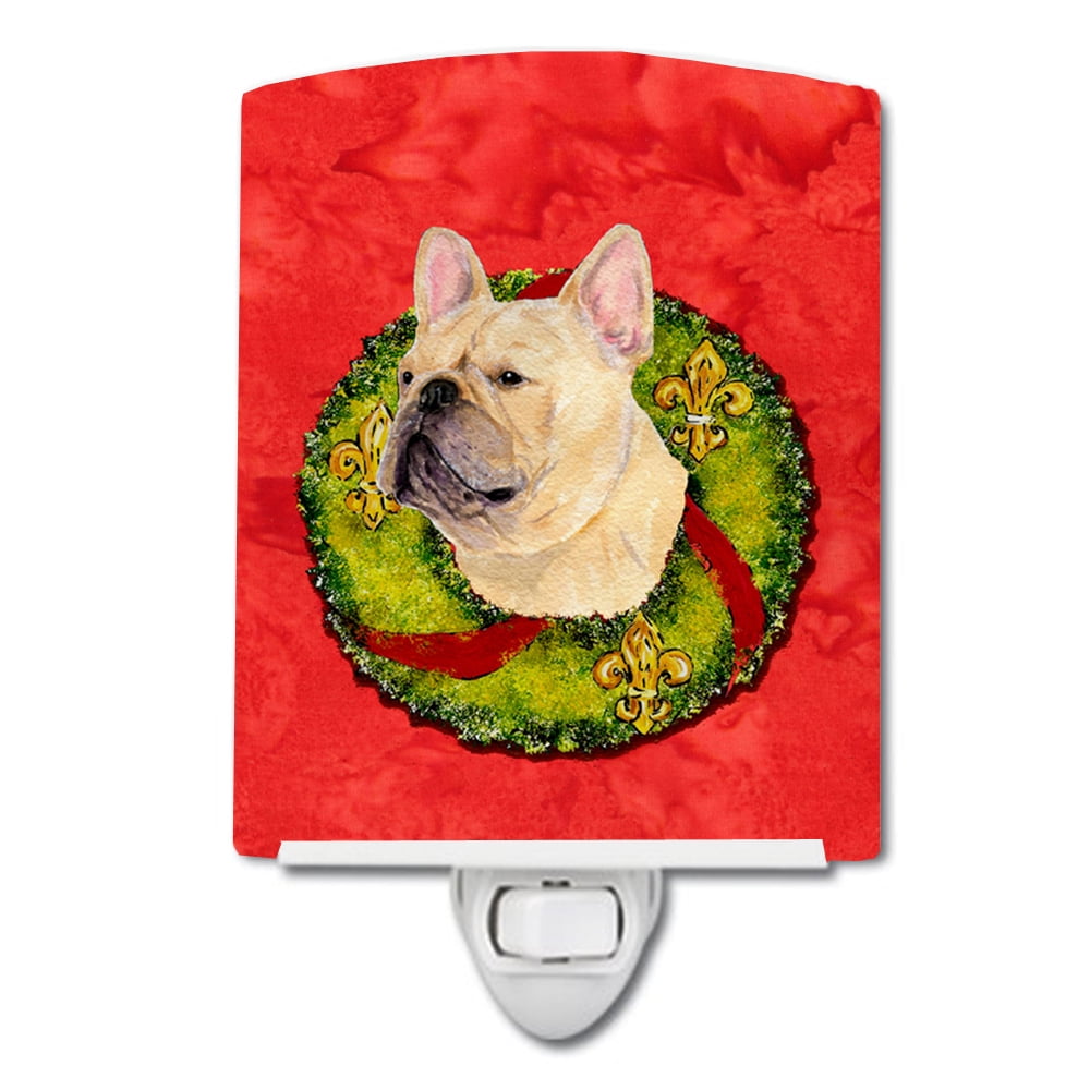 French Bulldog Cristmas Wreath Ceramic Night Light