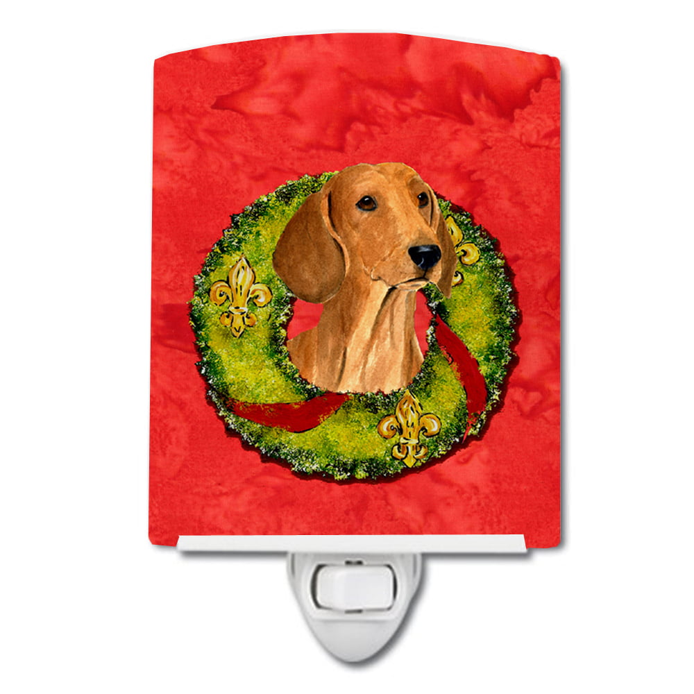 Dachshund Cristmas Wreath Ceramic Night Light