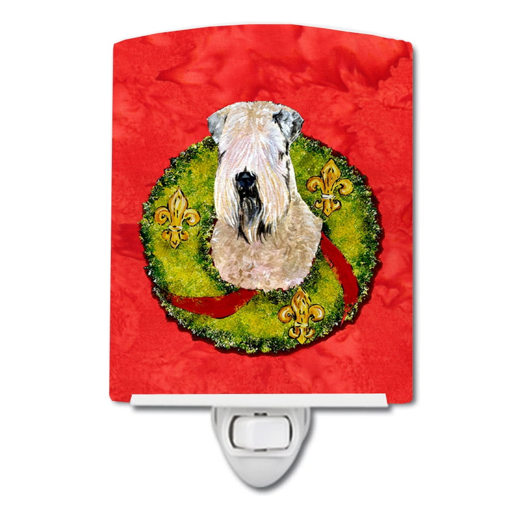 Wheaten Terrier Soft Coated Cristmas Wreath Ceramic Night Light