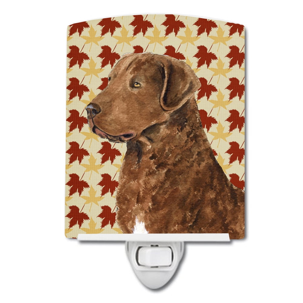 Chesapeake Bay Retriever Fall Leaves Portrait Ceramic Night Light
