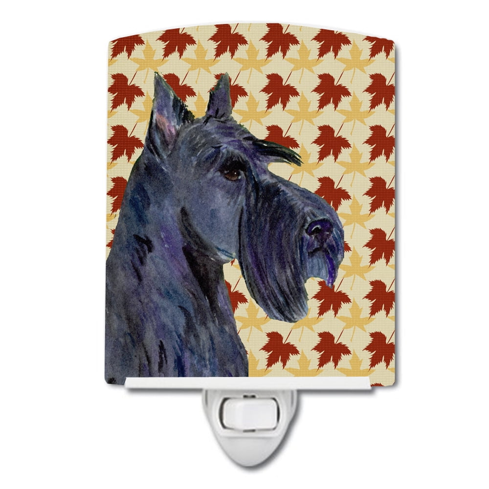 Scottish Terrier Fall Leaves Portrait Ceramic Night Light