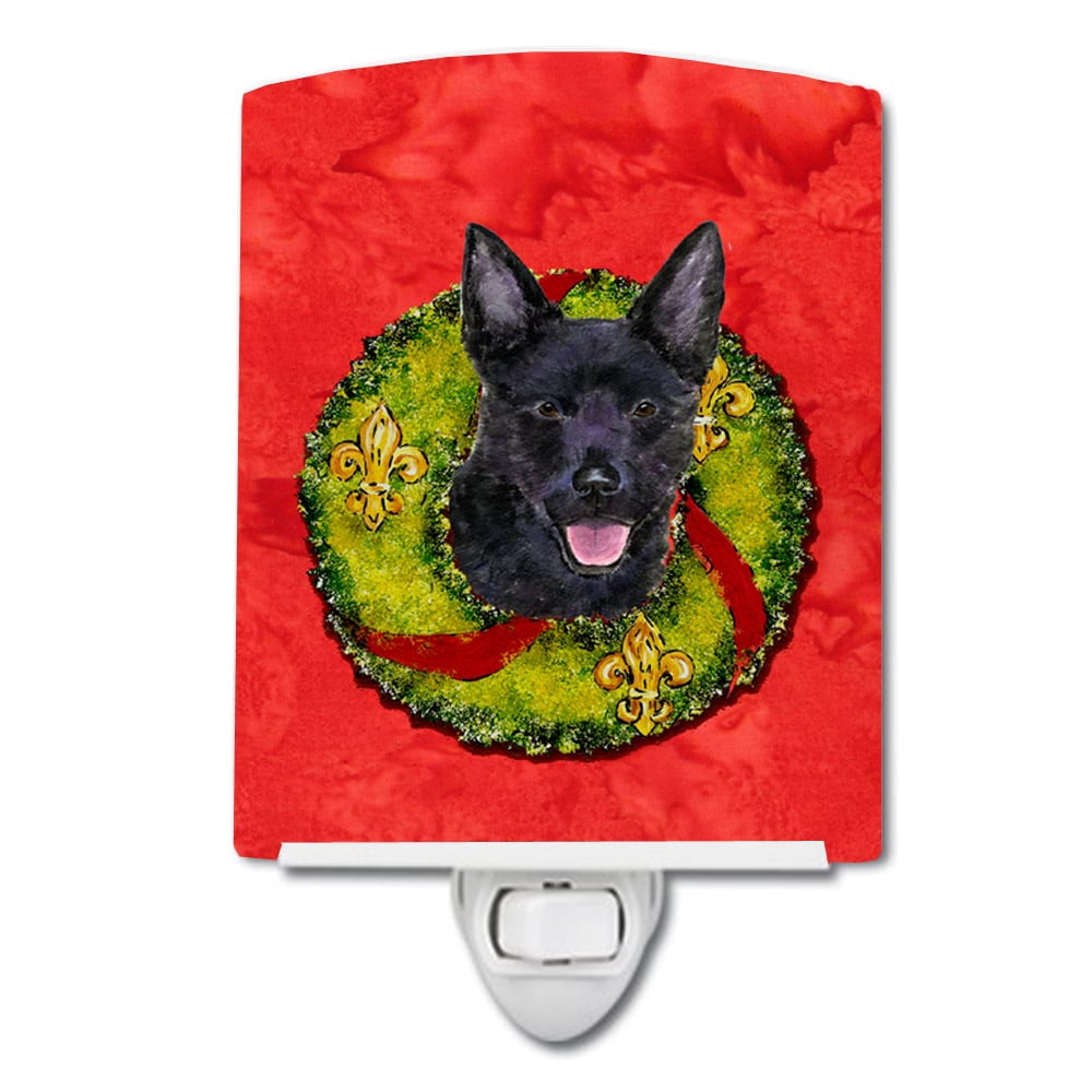 Australian Kelpie Cristmas Wreath Ceramic Night Light